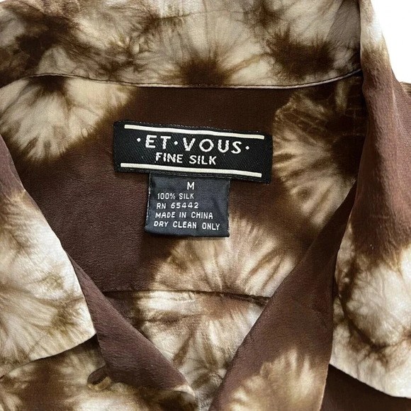 Et Vous Brown Dandelion Silk Blouse M - Picture 3 of 3